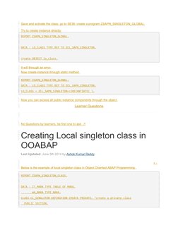 ABAP Singleton Class Creation Guide | PDF | Class (Computer Programming ...