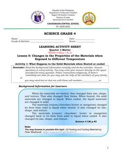 SCIENCE GRADE 4
Name: ________________________________________
Date: _________________
Grade & Section: _____________________