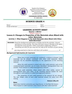 SCIENCE GRADE 4
Name: ________________________________________
Date: _________________
Grade & Section: _____________________