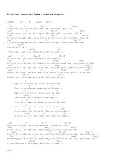Mi historia entre tus dedos – Gianluca Grignani 
INTRO:    Am7  -  D  -  Gmaj7 - Cmaj7
 Am7          D            Gmaj7