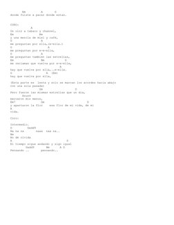 Em         A       G
donde fuiste a parar donde estas.
CORO:
            A
Un olor a tabaco y channel,
Em