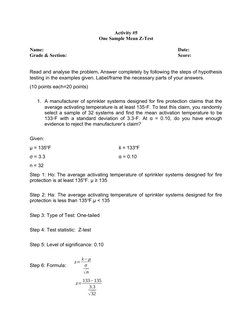 One Sample Z-Test Analysis Examples | PDF | Statistical Hypothesis ...