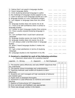 3. I belive that I am good in language studies.         ____   ____  ___  ____
4. I lwarn language easily.
5. I tiink studyin