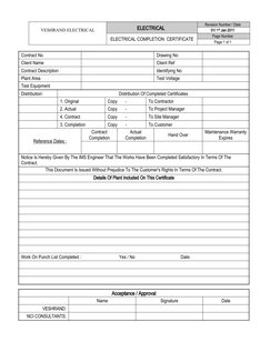Electrical Completion Certificate | PDF