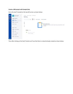 Create a JIRA project with Sample Data 
Go to the star(*) located on the top left corner as shown below- 
 
Then after clicki