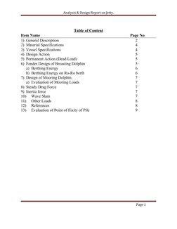 Analysis & Design Report on Jetty.
Table of Content
Item Name