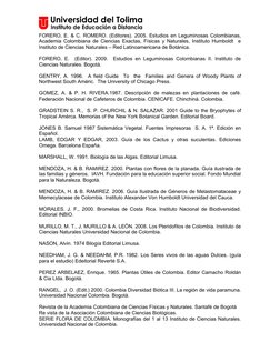 FORERO, E. & C. ROMERO. (Editores). 2005. Estudios en Leguminosas Colombianas,
Academia Colombiana de Ciencias Exactas, Físic