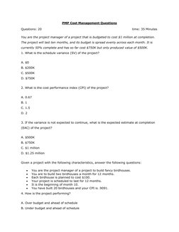 PMP Cost Management Questions 
Questions: 20