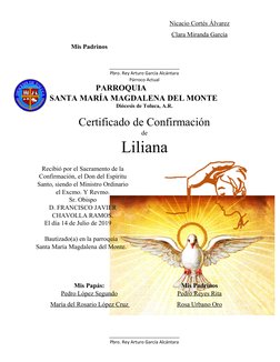 Mis Padrinos
Nicacio Cortés Álvarez
Clara Miranda García
____________________________
Pbro. Rey Arturo García Alcántara
Párro