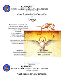 Párroco Actual
                          PARROQUIA
  SANTA MARÍA MAGDALENA DEL MONTE
Diócesis de Toluca, A.R.
Certificado de