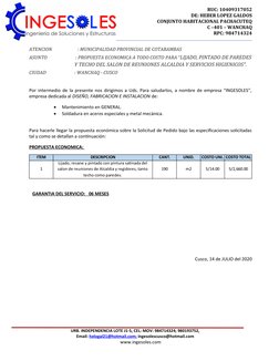RUC: 10409317052
DE: HEBER LOPEZ GALDOS
CONJUNTO HABITACIONAL PACHACUTEQ 
C –401 – WANCHAQ
RPC: 984714324 
ATENCION