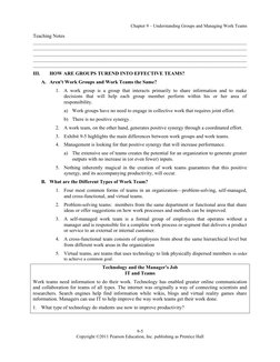 Chapter 9 - Understanding Groups and Managing Work Teams: Learning ...