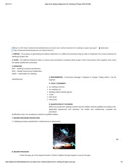Welding Method Statement for Pipes | PDF | Welding | Construction