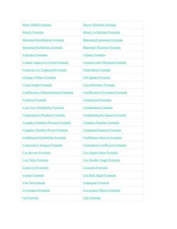 Comprehensive Maths Formulas List | PDF | Trigonometric Functions | Area