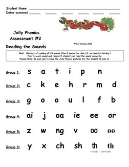 Jolly Phonics Assessment 2 Reading The 43 Sounds | PDF