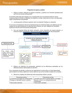 Preguntas de repaso y análisis
1.
Según su opinión, después de crearse la empresa, ¿Cuándo es el momento apropiado para
que i
