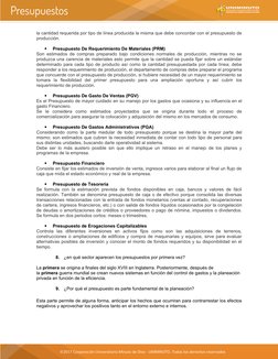 la cantidad requerida por tipo de línea producida la misma que debe concordar con el presupuesto de
producción.

Presupuesto