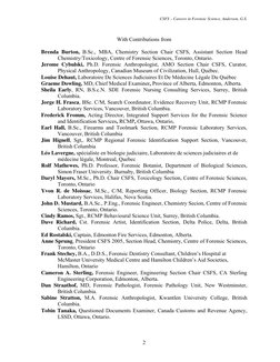 CSFS – Careers in Forensic Science, Anderson, G.S. 
 
With Contributions from 
 
Brenda Burton, B.Sc., MBA, Chemistry Section