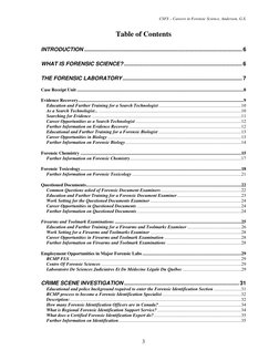 CSFS – Careers in Forensic Science, Anderson, G.S. 
Table of Contents 
INTRODUCTION .........................................