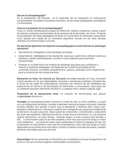 Que es la sociopedagogia? 
Es la participación del docente  en el desarrollo del en Educación en instituciones 
comprometidas