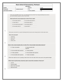 FA1 Test Results - Skans School | PDF