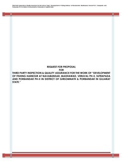 Third Party Inspection & Quality Assurance for the work of  Part I “Development of  Fishing Harbour  at Navabundar ,Madhawad,