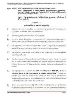 Third Party Inspection & Quality Assurance for the work of  Part I “Development of  Fishing Harbour  at Navabundar ,Madhawad,