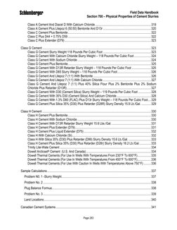 Field Data Handbook
Section 700 – Physical Properties of Cement Slurries
Page 283
Class A Cement And Diacel D With Calcium Ch
