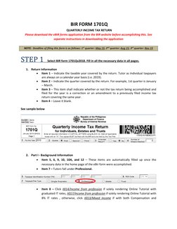 Step 1: Bir Form 1701Q | PDF | Tax Deduction | Withholding Tax