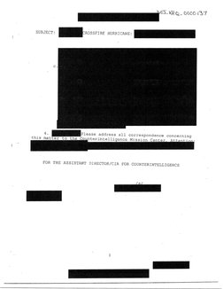 SUBJECT: 
ROSSFIRE HURRICANE: 
4 -
FOR THE ASSISTANT DIRECTOR/CIA FOR COUNTERINTELLIGENCE 
3 
