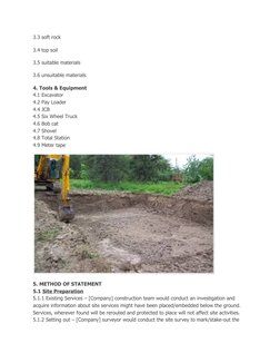 Earthwork Method Statement Overview | PDF | Specification (Technical ...