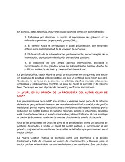En general, estas reformas, incluyeron cuatro grandes temas en administración:
1. Esfuerzos por disminuir, o revertir, el cre