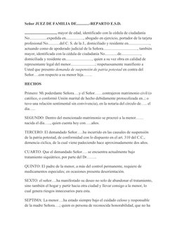 Señor JUEZ DE FAMILIA DE.............-REPARTO E.S.D.
................................, mayor de edad, identificado con la céd