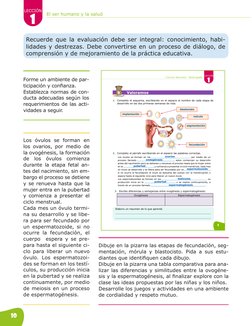 10
1
LECCIÓN
El ser humano y la salud
Recuerde que la evaluación debe ser integral: conocimiento, habi­
lidades y destrezas.