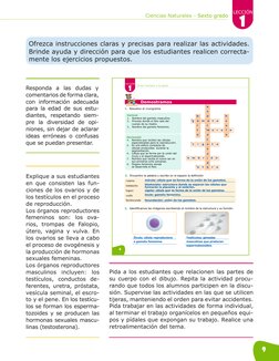 9
Ciencias Naturales - Sexto grado 1
LECCIÓN
Ofrezca instrucciones claras y precisas para realizar las actividades. 
Brinde