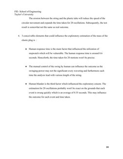 FIE- School of Engineering 
Taylor’s University 
The erosion between the string and the plastic tube will reduce the sp