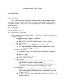Criminal Procedure Checklist Overview | PDF | Miranda Warning | Search ...