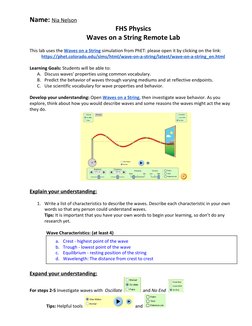 Waves on a String Lab Answer Key | PDF | Wavelength | Waves