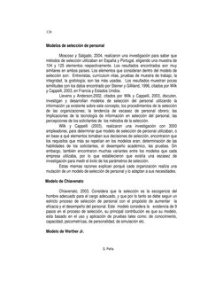 S. Peña 
 
 
 
 
 
 
 
 
 
 
128 
 
Modelos de selección de personal 
 
Moscoso y Salgado, 2004, realizaron una investiga