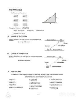This file is only for viewing and printing. 
Contents are not allowed to be edited. 
Page 3 
RIGHT TRIANGLE 
 
Six Trigonom
