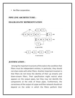 • No filter corporation.  
 
  
PIPE LINE ARCHITECTURE :  
        
DIAGRAMATIC REPRESENTATION  
 
  
 
 
  
   
JUSTIF