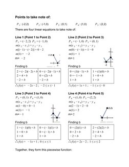 Points to take note of: 
: (-2,2)
P 1
 
: (-1,0)
P 2
 
: (0,1)
P 3
 
: (1,0)
P 4
 
: (2,2)
P 5
 
There are four linear equati