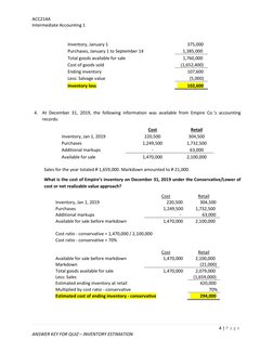 Inventory Estimation Quiz Answers | PDF | Cost Of Goods Sold | Inventory