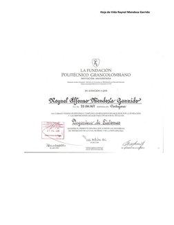 Hoja de Vida Raynel Mendoza Garrido 
 
 
 
 
 
 
 
