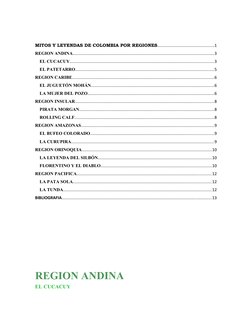 MITOS Y LEYENDAS DE COLOMBIA POR REGIONES.................................................1
REGION ANDINA....................
