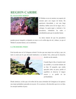 REGION CARIBE
EL JUGUETÓN MOHÁN
El Mohán es un ser enorme con aspecto de
anciano  pero  con  rasgos  de  bestia.  De
aparienc