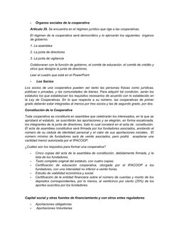 -
Órganos sociales de la cooperativa
Articulo 35. Se encuentra en el régimen jurídico que rige a las cooperativas.
El régimen