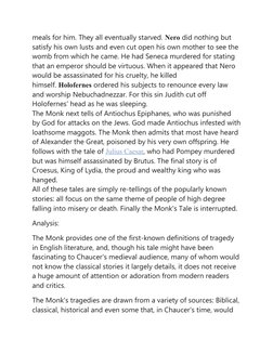 meals for him. They all eventually starved. Nero did nothing but 
satisfy his own lusts and even cut open his own mother to s