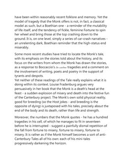 have been within reasonably recent folklore and memory. Yet the 
model of tragedy that the Monk offers is not, in fact, a cla