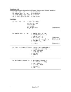 Boolean Algebra Problems and Solutions | PDF | Boolean Algebra ...